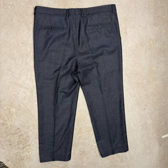 Mens Dress Pants 130s Mink Cashmere Wool Trousers Nailhead Blue 40x27 - Picture 6 of 8